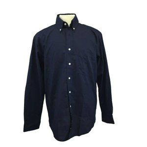 HARTWELL Mens Casual Oxford Button Shirt M Navy Blue L/S  Lightweight